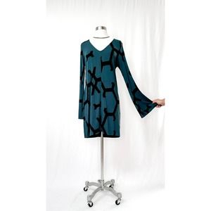Bel Kazan Teal & Black Bell Sleeve Dress